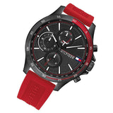 Buy Shop Tommy Hilfiger Multifunction Quartz Black Dial Red Rubber Strap Watch for Men - 1791722 USA Online