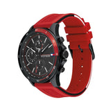 Buy Shop Tommy Hilfiger Multifunction Quartz Black Dial Red Rubber Strap Watch for Men - 1791722 USA Online