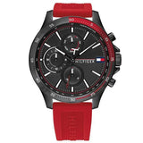 Buy Shop Tommy Hilfiger Multifunction Quartz Black Dial Red Rubber Strap Watch for Men - 1791722 USA Online