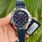 Buy Shop Tommy Hilfiger Nolan Chronograph Blue Dial Blue Rubber Strap Watch for Men - 1791142 USA Online