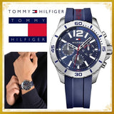 Buy Shop Tommy Hilfiger Nolan Chronograph Blue Dial Blue Rubber Strap Watch for Men - 1791142 USA Online