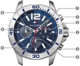 Buy Shop Tommy Hilfiger Nolan Chronograph Blue Dial Blue Rubber Strap Watch for Men - 1791142 USA Online