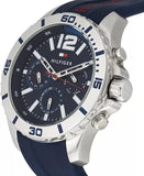 Buy Shop Tommy Hilfiger Nolan Chronograph Blue Dial Blue Rubber Strap Watch for Men - 1791142 USA Online