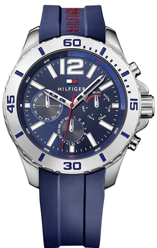 Buy Shop Tommy Hilfiger Nolan Chronograph Blue Dial Blue Rubber Strap Watch for Men - 1791142 USA Online