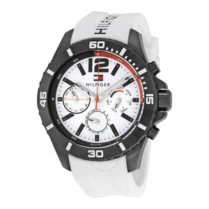 Buy Shop Tommy Hilfiger Nolan Multi Function White Dial White Rubber Strap Watch for Men - 1791146 USA Online