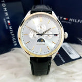 Buy Shop Tommy Hilfiger Oliver Analog Silver Dial Black Leather Strap Watch for Men - 1791305 USA Online
