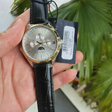 Buy Shop Tommy Hilfiger Oliver Analog Silver Dial Black Leather Strap Watch for Men - 1791305 USA Online