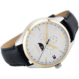 Buy Shop Tommy Hilfiger Oliver Analog Silver Dial Black Leather Strap Watch for Men - 1791305 USA Online