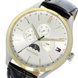 Buy Shop Tommy Hilfiger Oliver Analog Silver Dial Black Leather Strap Watch for Men - 1791305 USA Online