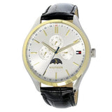 Buy Shop Tommy Hilfiger Oliver Analog Silver Dial Black Leather Strap Watch for Men - 1791305 USA Online