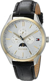 Buy Shop Tommy Hilfiger Oliver Analog Silver Dial Black Leather Strap Watch for Men - 1791305 USA Online