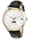 Buy Shop Tommy Hilfiger Oliver Analog Silver Dial Black Leather Strap Watch for Men - 1791305 USA Online
