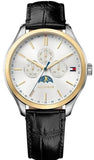 Buy Shop Tommy Hilfiger Oliver Analog Silver Dial Black Leather Strap Watch for Men - 1791305 USA Online