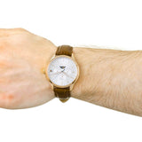 Buy Shop Tommy Hilfiger Oliver Chronograph White Dial Brown Leather Strap Watch for Men - 1791306 USA Online