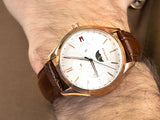 Buy Shop Tommy Hilfiger Oliver Chronograph White Dial Brown Leather Strap Watch for Men - 1791306 USA Online