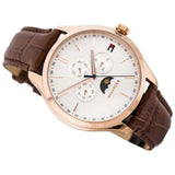 Buy Shop Tommy Hilfiger Oliver Chronograph White Dial Brown Leather Strap Watch for Men - 1791306 USA Online