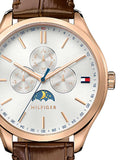 Buy Shop Tommy Hilfiger Oliver Chronograph White Dial Brown Leather Strap Watch for Men - 1791306 USA Online