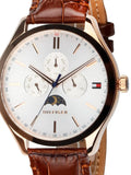 Buy Shop Tommy Hilfiger Oliver Chronograph White Dial Brown Leather Strap Watch for Men - 1791306 USA Online