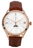 Buy Shop Tommy Hilfiger Oliver Chronograph White Dial Brown Leather Strap Watch for Men - 1791306 USA Online