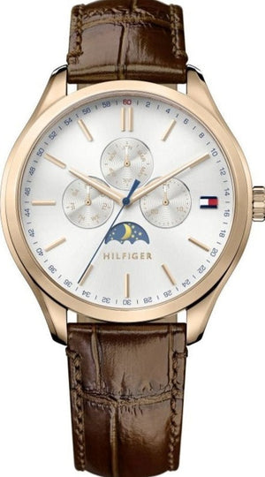 Buy Shop Tommy Hilfiger Oliver Chronograph White Dial Brown Leather Strap Watch for Men - 1791306 USA Online