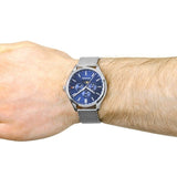 Buy Shop Tommy Hilfiger Oliver Quartz Blue Dial Silver Mesh Bracelet Watch for Men - 1791302 USA Online