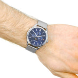 Buy Shop Tommy Hilfiger Oliver Quartz Blue Dial Silver Mesh Bracelet Watch for Men - 1791302 USA Online