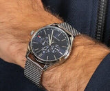 Buy Shop Tommy Hilfiger Oliver Quartz Blue Dial Silver Mesh Bracelet Watch for Men - 1791302 USA Online