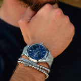 Buy Shop Tommy Hilfiger Oliver Quartz Blue Dial Silver Mesh Bracelet Watch for Men - 1791302 USA Online
