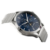 Buy Shop Tommy Hilfiger Oliver Quartz Blue Dial Silver Mesh Bracelet Watch for Men - 1791302 USA Online