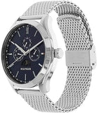 Buy Shop Tommy Hilfiger Oliver Quartz Blue Dial Silver Mesh Bracelet Watch for Men - 1791302 USA Online