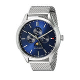 Buy Shop Tommy Hilfiger Oliver Quartz Blue Dial Silver Mesh Bracelet Watch for Men - 1791302 USA Online