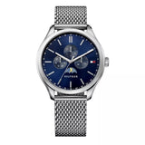 Buy Shop Tommy Hilfiger Oliver Quartz Blue Dial Silver Mesh Bracelet Watch for Men - 1791302 USA Online