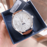 Buy Shop Tommy Hilfiger Oliver Quartz White Dial Brown Leather Strap Watch for Men - 1791304 USA Online