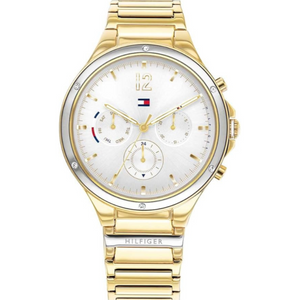 Buy Shop Tommy Hilfiger Eve Chronograph Quartz White Dial Gold Steel Strap Watch For Women - 1782278 USA Online