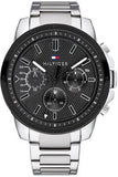 Buy Shop Tommy Hilfiger Iconic Quartz Black Dial Silver Steel Strap Watch for Men - 1791564 USA Online