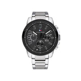 Buy Shop Tommy Hilfiger Iconic Quartz Black Dial Silver Steel Strap Watch for Men - 1791564 USA Online