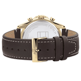 Buy Shop Tommy Hilfiger Parker Chronograph Black Dial Brown Leather Strap Watch For Men - 1791836 USA Online