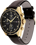 Buy Shop Tommy Hilfiger Parker Chronograph Black Dial Brown Leather Strap Watch For Men - 1791836 USA Online