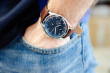Buy Shop Tommy Hilfiger Parker Chronograph Blue Dial Brown Leather Strap Watch For Men - 1791837 USA Online