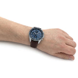 Buy Shop Tommy Hilfiger Parker Chronograph Blue Dial Brown Leather Strap Watch For Men - 1791837 USA Online