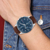 Buy Shop Tommy Hilfiger Parker Chronograph Blue Dial Brown Leather Strap Watch For Men - 1791837 USA Online