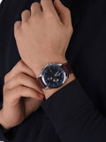 Buy Shop Tommy Hilfiger Parker Chronograph Blue Dial Brown Leather Strap Watch For Men - 1791837 USA Online