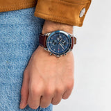 Buy Shop Tommy Hilfiger Parker Chronograph Blue Dial Brown Leather Strap Watch For Men - 1791837 USA Online