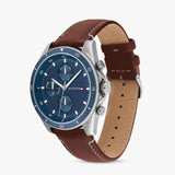 Buy Shop Tommy Hilfiger Parker Chronograph Blue Dial Brown Leather Strap Watch For Men - 1791837 USA Online