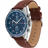 Buy Shop Tommy Hilfiger Parker Chronograph Blue Dial Brown Leather Strap Watch For Men - 1791837 USA Online