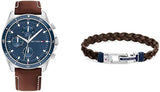 Buy Shop Tommy Hilfiger Parker Chronograph Blue Dial Brown Leather Strap Watch For Men - 1791837 USA Online