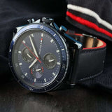 Buy Shop Tommy Hilfiger Parker Chronograph Quartz Blue Dial Blue Leather Strap Watch For Men - 1791839 USA Online