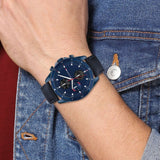 Buy Shop Tommy Hilfiger Parker Chronograph Quartz Blue Dial Blue Leather Strap Watch For Men - 1791839 USA Online