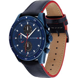 Buy Shop Tommy Hilfiger Parker Chronograph Quartz Blue Dial Blue Leather Strap Watch For Men - 1791839 USA Online
