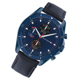 Buy Shop Tommy Hilfiger Parker Chronograph Quartz Blue Dial Blue Leather Strap Watch For Men - 1791839 USA Online